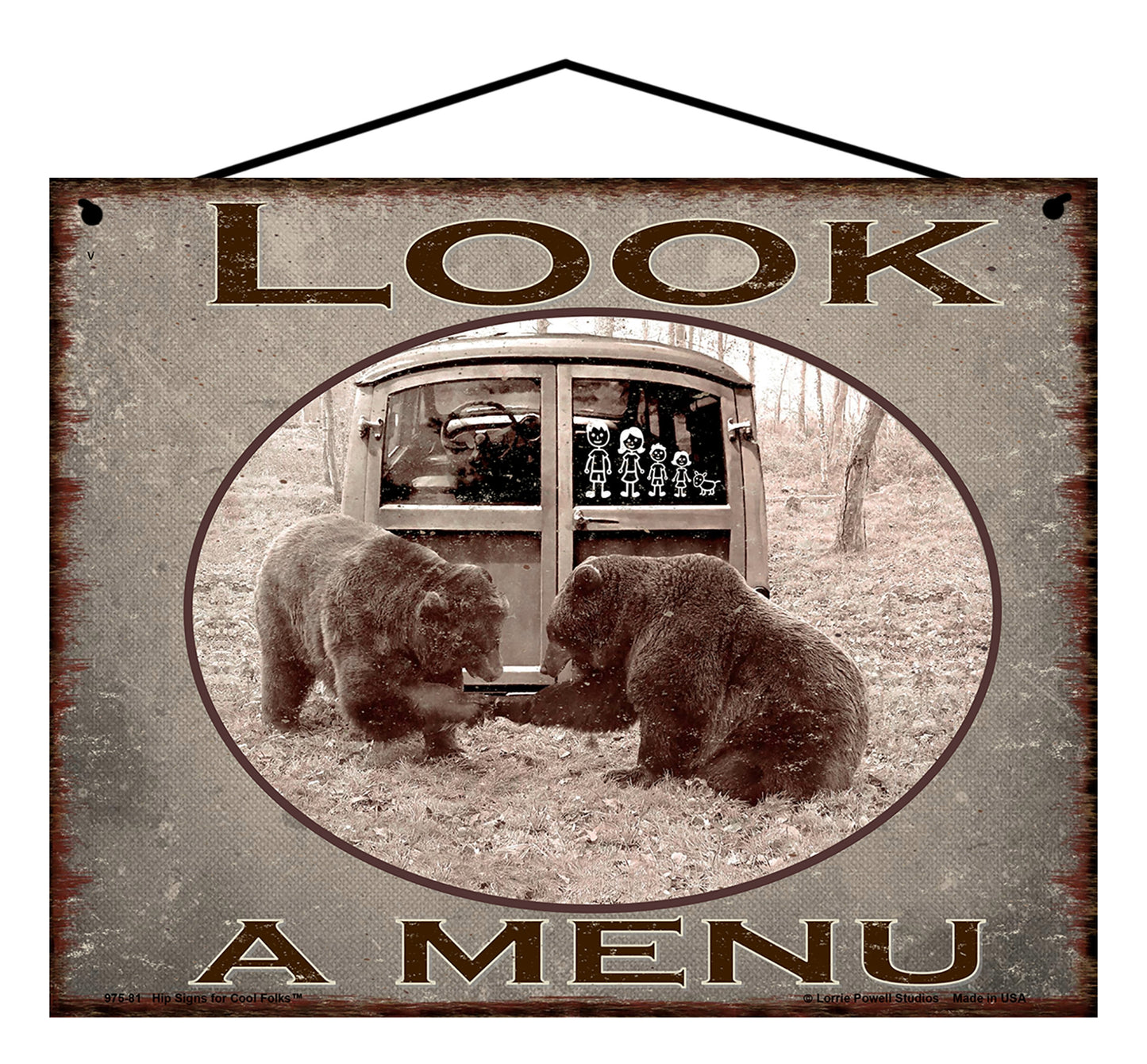 Look A Menu (with Bears) - Vintage Style Sign