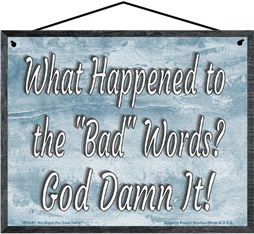 What Happened to the Bad Words God Damn It funny 8x10 hanging Saucy Sign