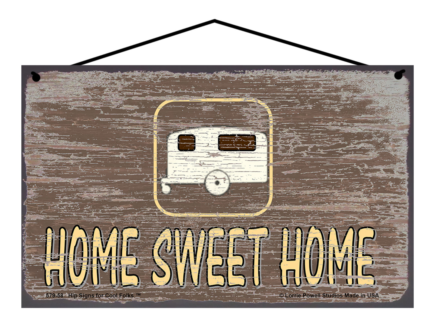 Home Sweet Home with Camper - Brown Vintage Style Sign - 8x10, image size:1445x1077