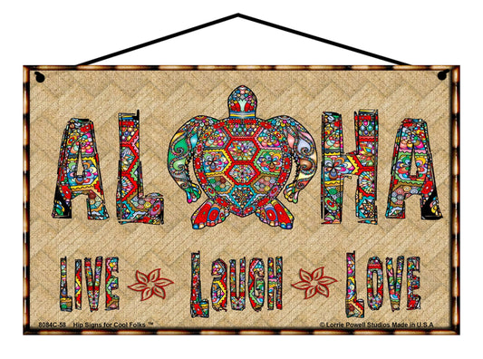 Aloha Live Laugh Love Turtle - Vintage Style Sign