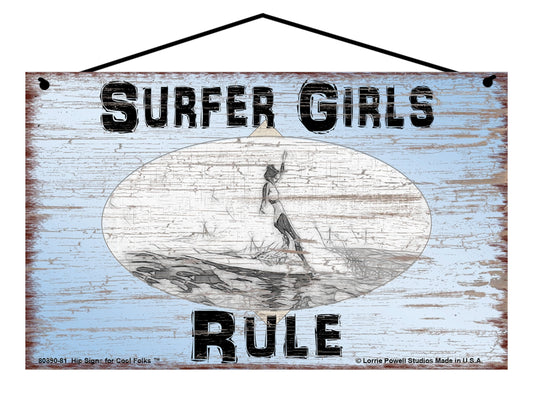 Surfer Girls Rule - Vintage Style Sign