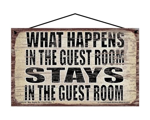 What Happens in the Guest Room Stays in the Guest Room - Vintage Style Hanging Sign